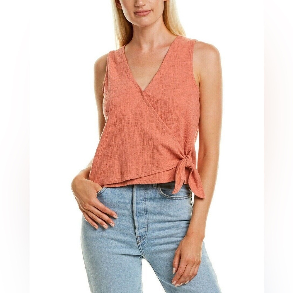 Madewell Sweet Dahlia Texture and Thread Wrap Tie Tank Top